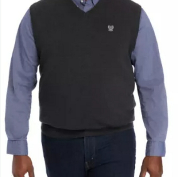 Ralph Lauren Chaps Vest Mens XL Gray Crest Sleeveless Sweater Golf Preppy - Picture 1 of 7